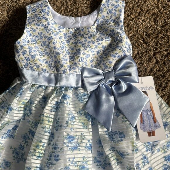 Jona Michelle Dress Size 2 NEW Flowers Blue Easter - Picture 3 of 7
